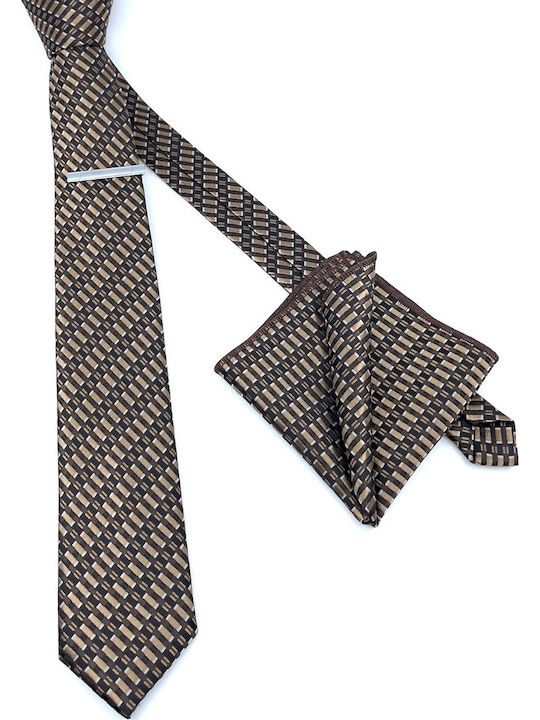 Legend Accessories Men's Tie Set Synthetic Printed In Brown Colour