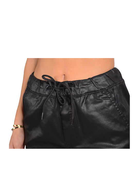 Cara Women's Fabric Trousers with Elastic Relaxed Fit Black