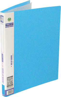 Metron Clipboard Flexible with 40 plastic sleeves Slides for Paper A4 Light Blue 1pcs