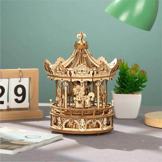 Robotime Παιχνίδι Κατασκευών Ξύλινo DIY Romantic Carousel Music Box για Παιδιά 14+ Ετών