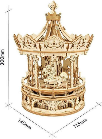 Robotime Παιχνίδι Κατασκευών Ξύλινo DIY Romantic Carousel Music Box για Παιδιά 14+ Ετών
