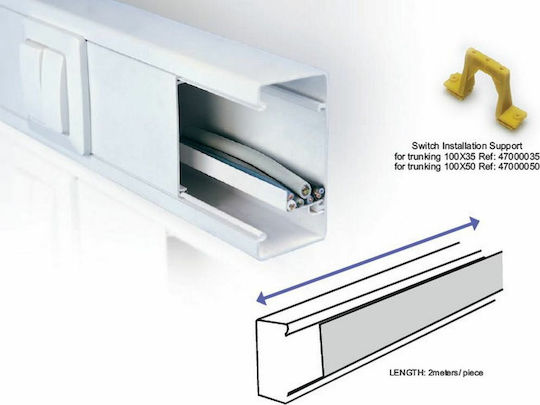 Kassinakis Κανάλι Καλωδίων από Πλαστικό 100x60mm Λευκό Σετ 2τμχ 1m