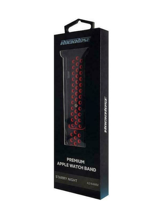 Rockrose Starry Night Armband Silikon mit Pin Black/Red (Apple Watch 44/45/46mm/Ultra 49mm) RRBAWSNR