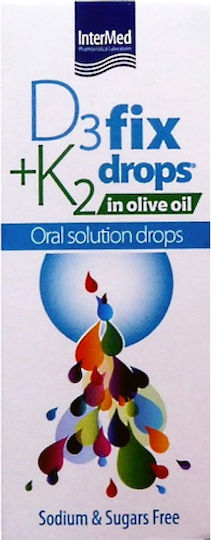 InterMed D3 + K2 Fix Drops In Olive Oil Βιταμίνη για Ενίσχυση του Ανοσοποιητικού & την Υγεία των Οστών 12ml
