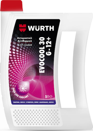 Wurth Evocool 30 Автомобилен Антифриз Paraflu G12+ -30°C Розов Цвят 5л