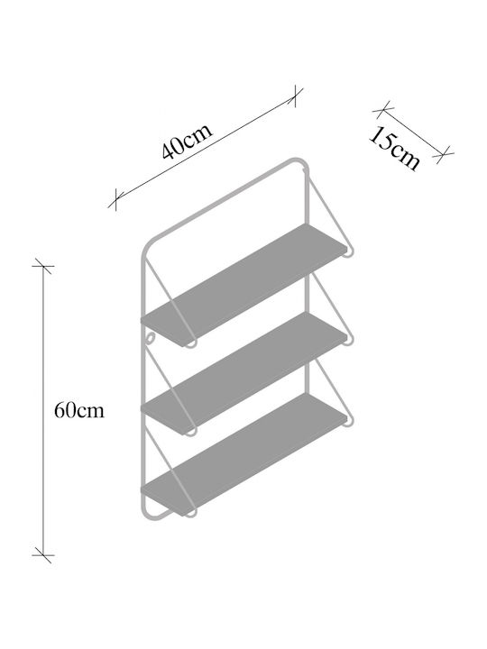 Raft Perete Kerstin Negru / Nuc 40x15x60cm