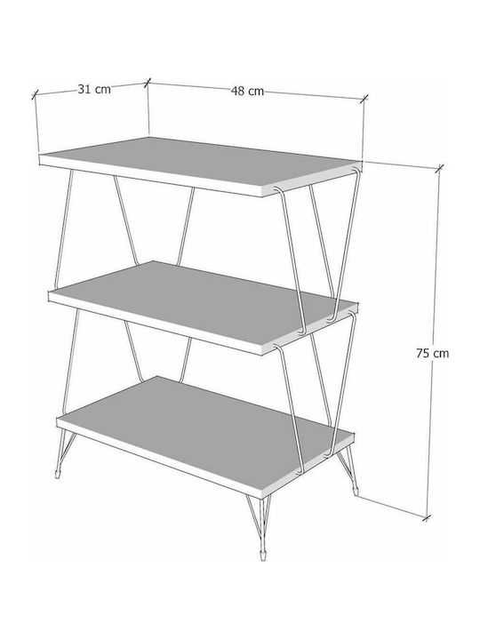 Βιβλιοθήκη Lazandos Μαύρο / Φυσικό 48x31x75εκ.