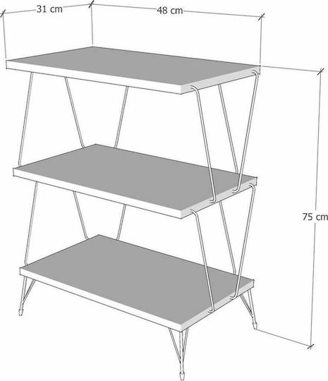 Βιβλιοθήκη Lazandos Μαύρο / Φυσικό 48x31x75εκ.