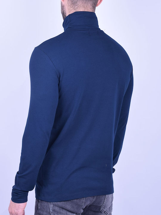 Paco & Co 200312 Men's Long Sleeve Blouse Turtleneck Blue