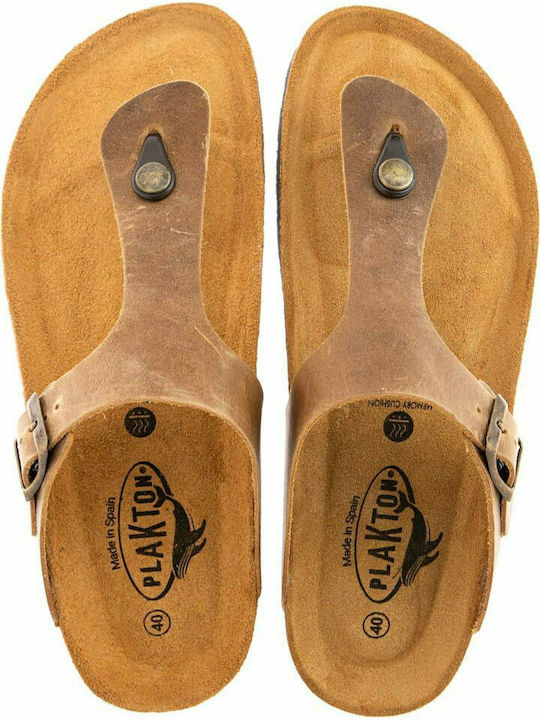 Plakton Men's Leather Sandals Beige