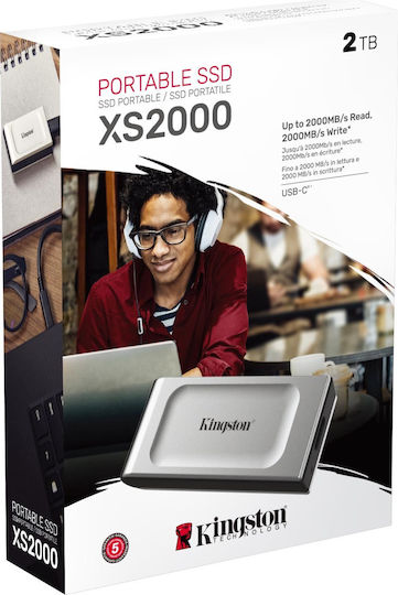 Kingston XS2000 USB-C External SSD 2TB 1.8" Silver