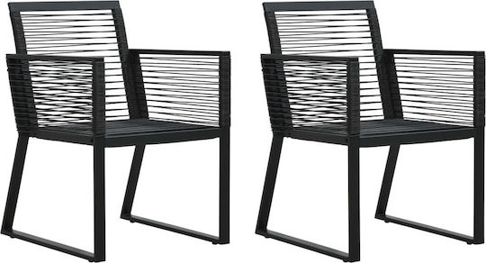 Black Outdoor Chair Set of 2 57x53x78 cm