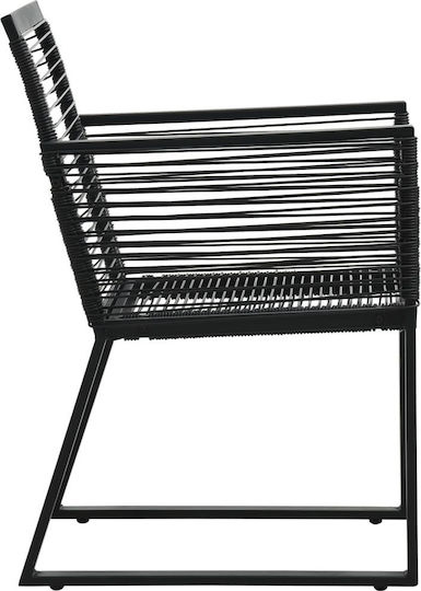 Outdoor-Stuhl Rattan Black Velvet-Black Metal 2Stück 57x53x78εκ.