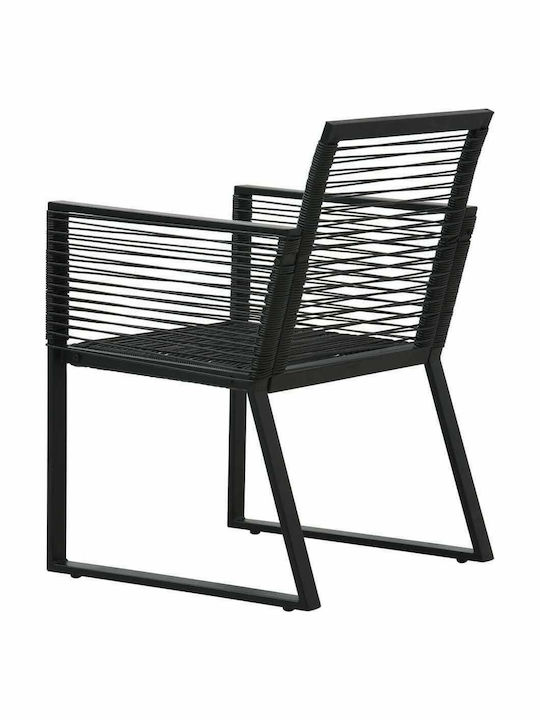 Scaun de exterior Rattan Negru 2buc 57x53x78cm