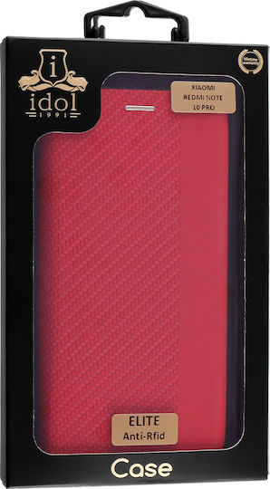 Idol 1991 Elite Anti Rfid Book Synthetic Leather Red (Redmi Note 10 Pro)