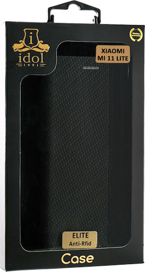 Idol 1991 Elite Anti Rfid Book Synthetic Leather Black (Xiaomi Mi 11 Lite / 11 Lite 5G / 11 Lite 5G NE)