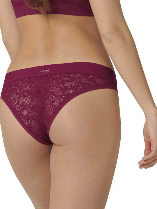 Sloggi Go Allround Mini Women's Slip with Lace Burgundy