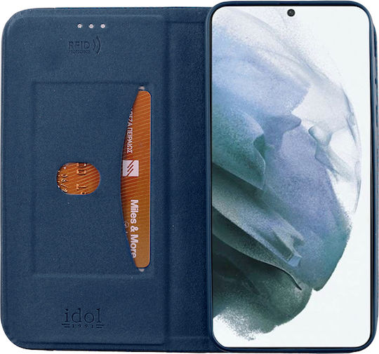 Idol 1991 Elite Anti-Rfid Книга Изкуствена кожа Син (Galaxy S21 5G)