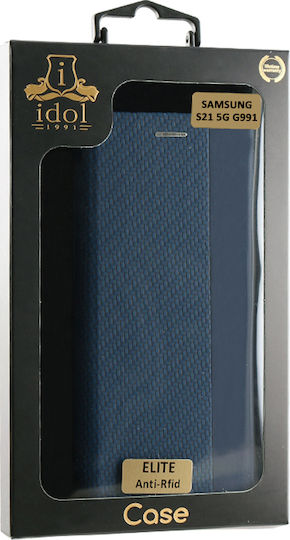 Idol 1991 Elite Anti-Rfid Книга Изкуствена кожа Син (Galaxy S21 5G)