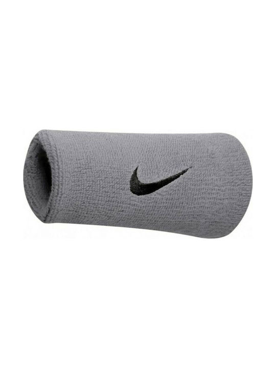 Nike Swoosh Double Wide Athletic Wristbands Gray