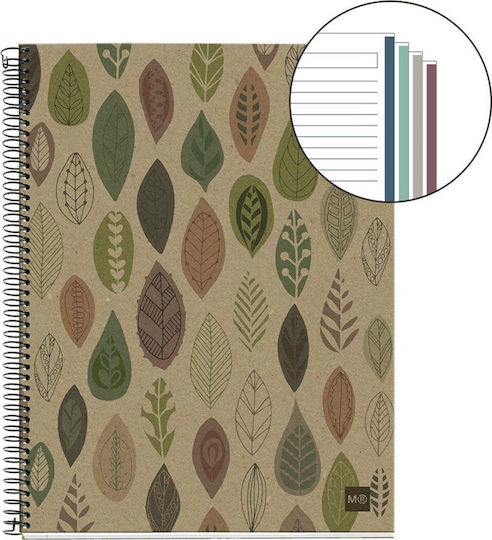 Miquelrius Spiral Notebook Ruled A5 120 Sheets Mr Recycled Ecoleaves Brown 1pcs 844.2936