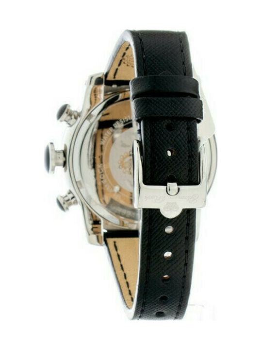 Glam Rock Watch Chronograph with Black Leather Strap