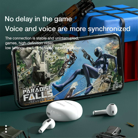 Lenovo HT38 Earbud Bluetooth Handsfree Earphones with Sweat Resistance and Charging Case White