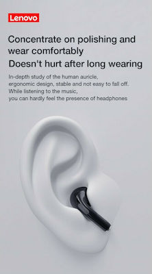 Lenovo HT38 Earbud Bluetooth Handsfree Earphones with Sweat Resistance and Charging Case Blacα