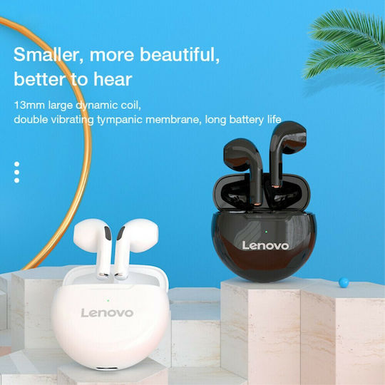 Lenovo HT38 Earbud Bluetooth Handsfree Ακουστικά με Αντοχή στον Ιδρώτα και Θήκη Φόρτισης Μαύρα