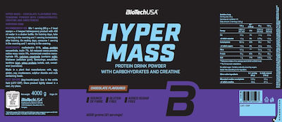 Biotech USA Hyper Mass Drink Powder with Carbohydrates & Creatine Gluten Free with Flavor Hazelnut Walnut 1kg