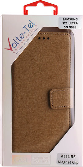 Volte-Tel Allure Magnet Wallet Synthetic Leather Gold (Galaxy S21 Ultra)