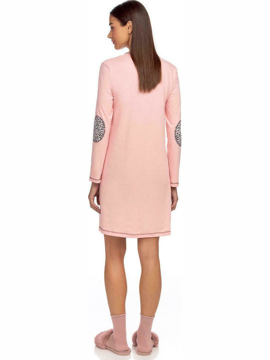 Vamp Winter Cotton Women's Nightdress Pink