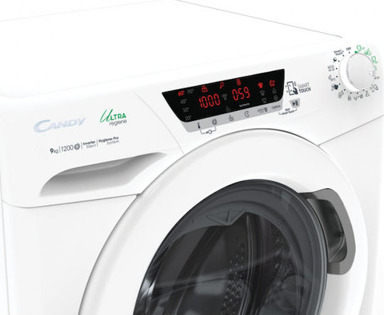 Candy Waschmaschine 9kg mit Dampftechnologie 1200 Umdrehungen Intelligente Berührung HE 129TXME/1-S