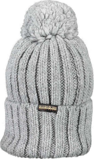 Semiury NA4GKB Pom Pom Beanie Ανδρικός Σκούφος με Rib Πλέξη σε Γκρι χρώμα