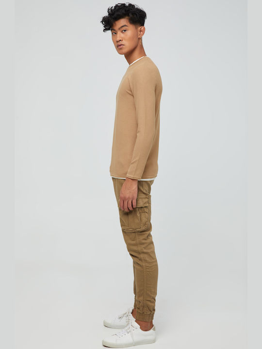 Beige Lightweight Knitted T-shirt with White Lining | Aristoteli Bitsiani