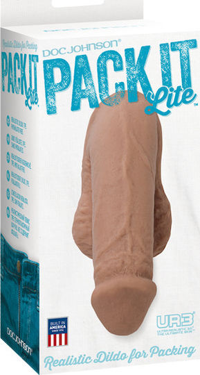Doc Johnson Pack It Lite Dildo realist cu Scrotum Caramel 12cm