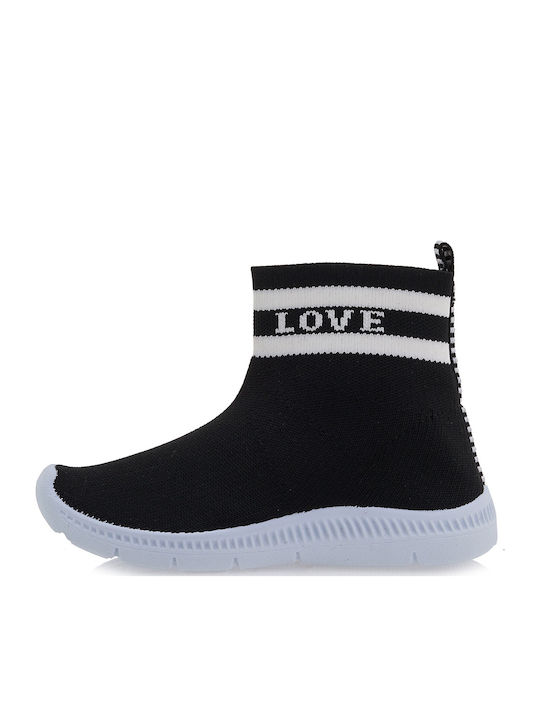 Παιδικά Sneakers High Slip-on Μαύρα