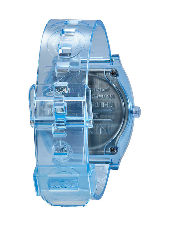 Nixon The Time Teller Watch with Blue Rubber Strap