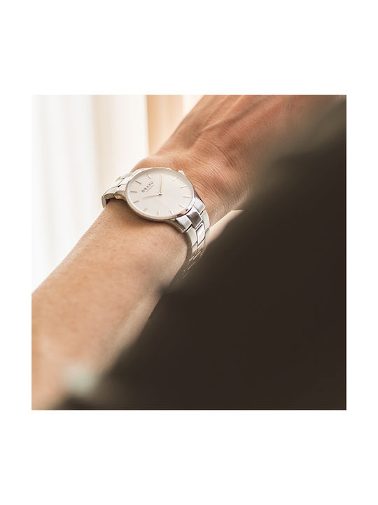 Obaku Lille Lyng Brace Watch with Silver Metal Bracelet