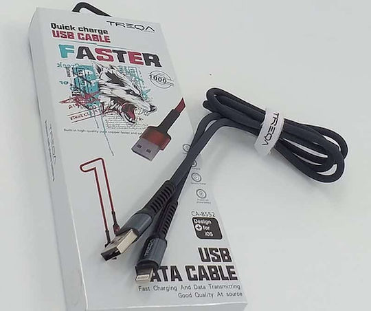 Treqa CA-8552 Geflochten USB-C zu Lightning Kabel Schwarz 1m
