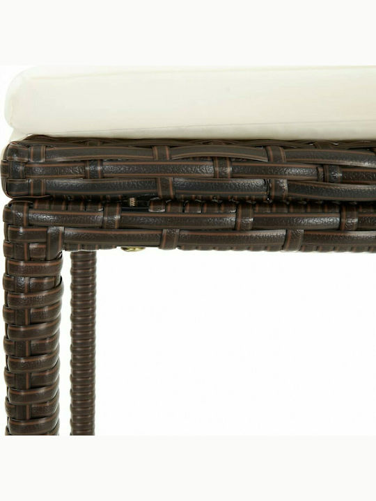 Hölzernes Hocker für Bar Für den Außenbereich mit Kissen Brown - White Cream 4Stück 38x38x76cm