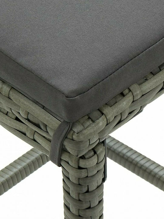 Hocker für Bar Für den Außenbereich Rattan mit Kissen Grey - Charcoal 6Stück 38x38x76cm
