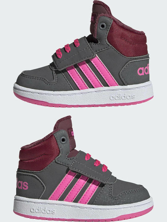 Hoops Hoops 2.0 Kids Sports Shoes Basketball with Hoop & Loop Closure Grey Five / Screaming Pink / Core Black