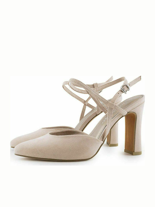 Marco Tozzi Women's Sandals Beige with Chunky High Heel