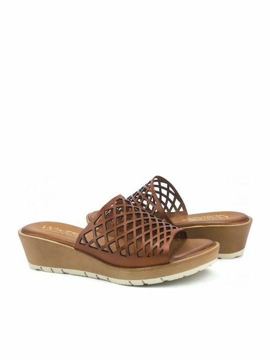 Wikers F90301 Women's Platform Wedge Sandals Tabac Brown