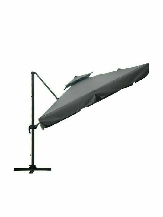 Professioneller Hängender Quadratischer Aluminium-Garten- und Terrassen-Sonnenschirm Anthrazit 3x3m