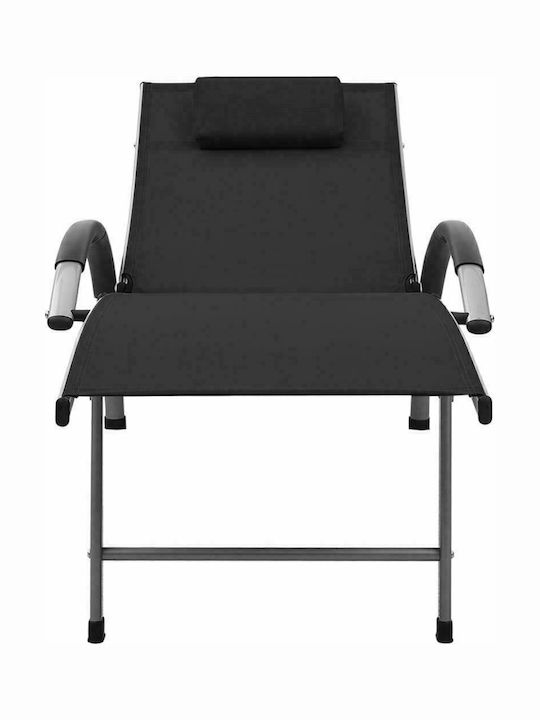 Ξαπλώστρα Αλουμινίου με Ύφασμα Textilene Μαύρη 170x60.5x69εκ.
