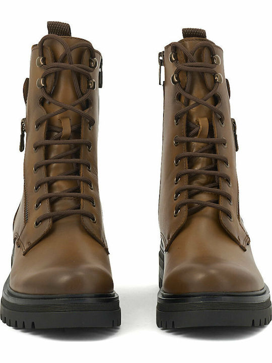 Leather Women's Ankle Boots Tabac Brown