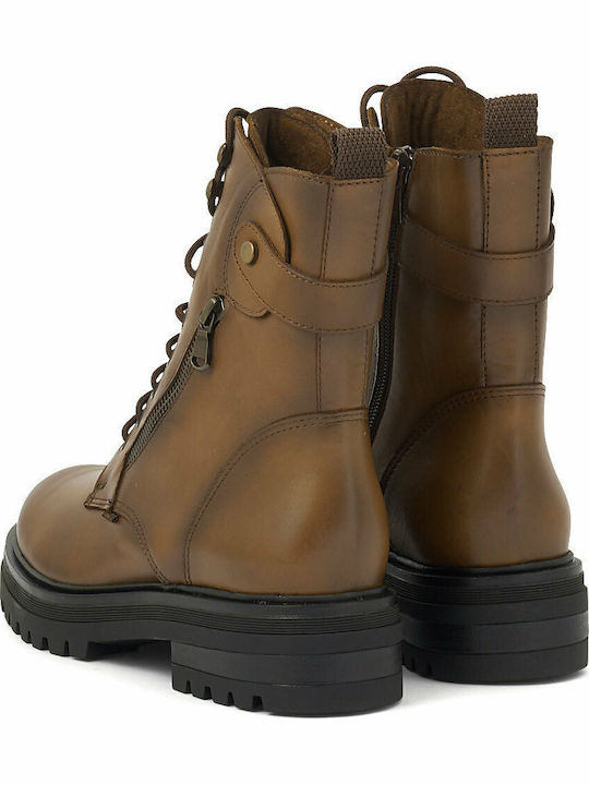 Leather Women's Ankle Boots Tabac Brown