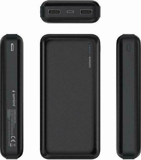 Gembird PB20-01 Power Bank 20000mAh με 2 Θύρες USB-A Μαύρο